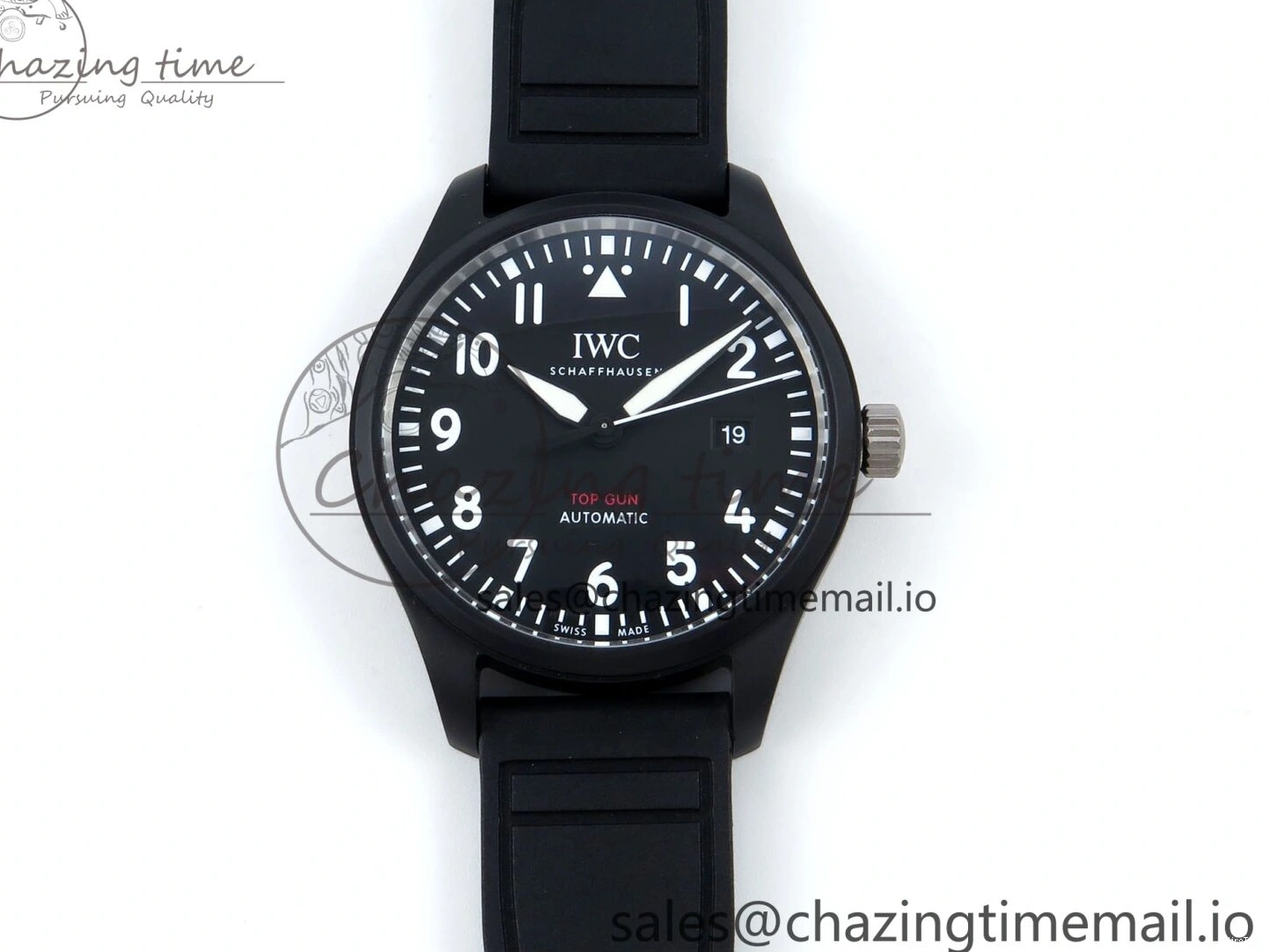 MIROTIME 0203 Pilot Top Gun IW326901 M+F 1:1 Best Edition Black Dial on Black Rubber Strap A SportInspired 6999
